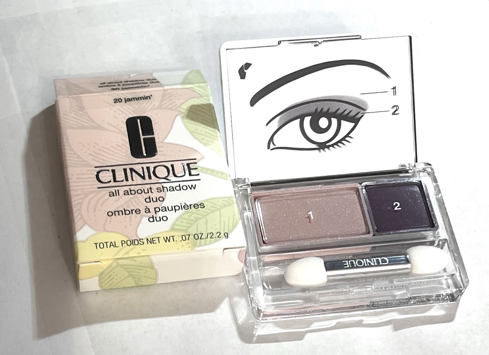 CLINIQUE ALL ABOUT SHADOW DUO EYE SHADOW JAMMIN .07 OZ / 2.2 G FULL SIZE NIB