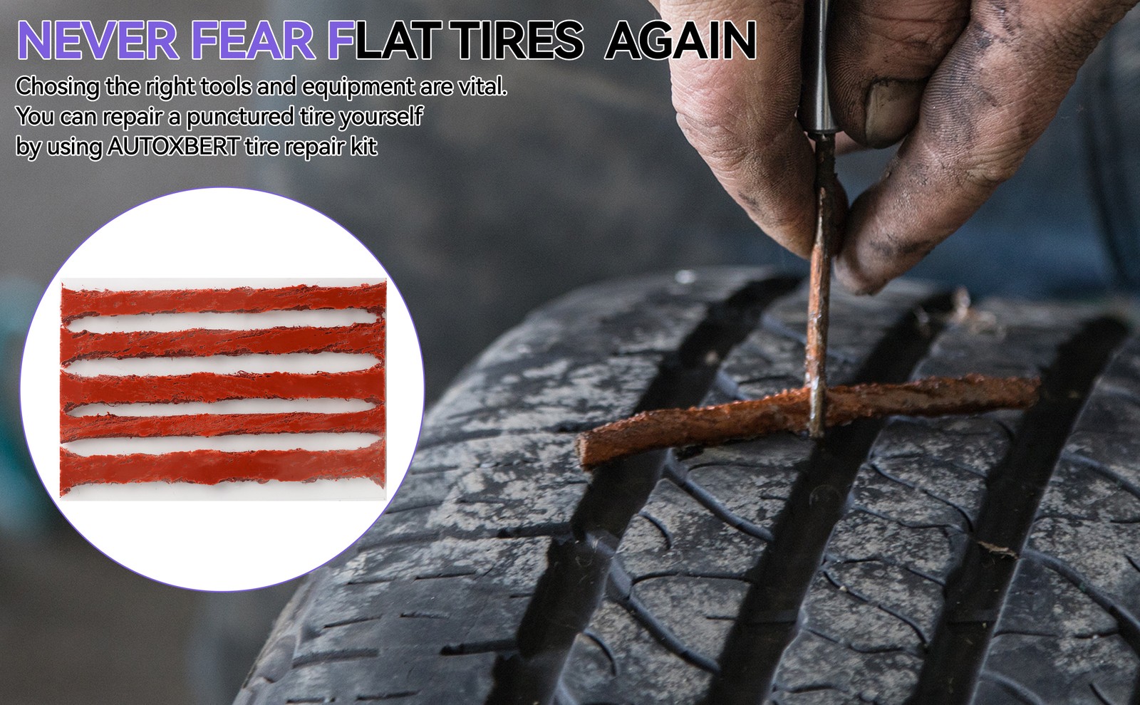 75PCS Tire-Puncture Repair Kit Heavy Duty Offroad Plugs For Tubeless Tire US