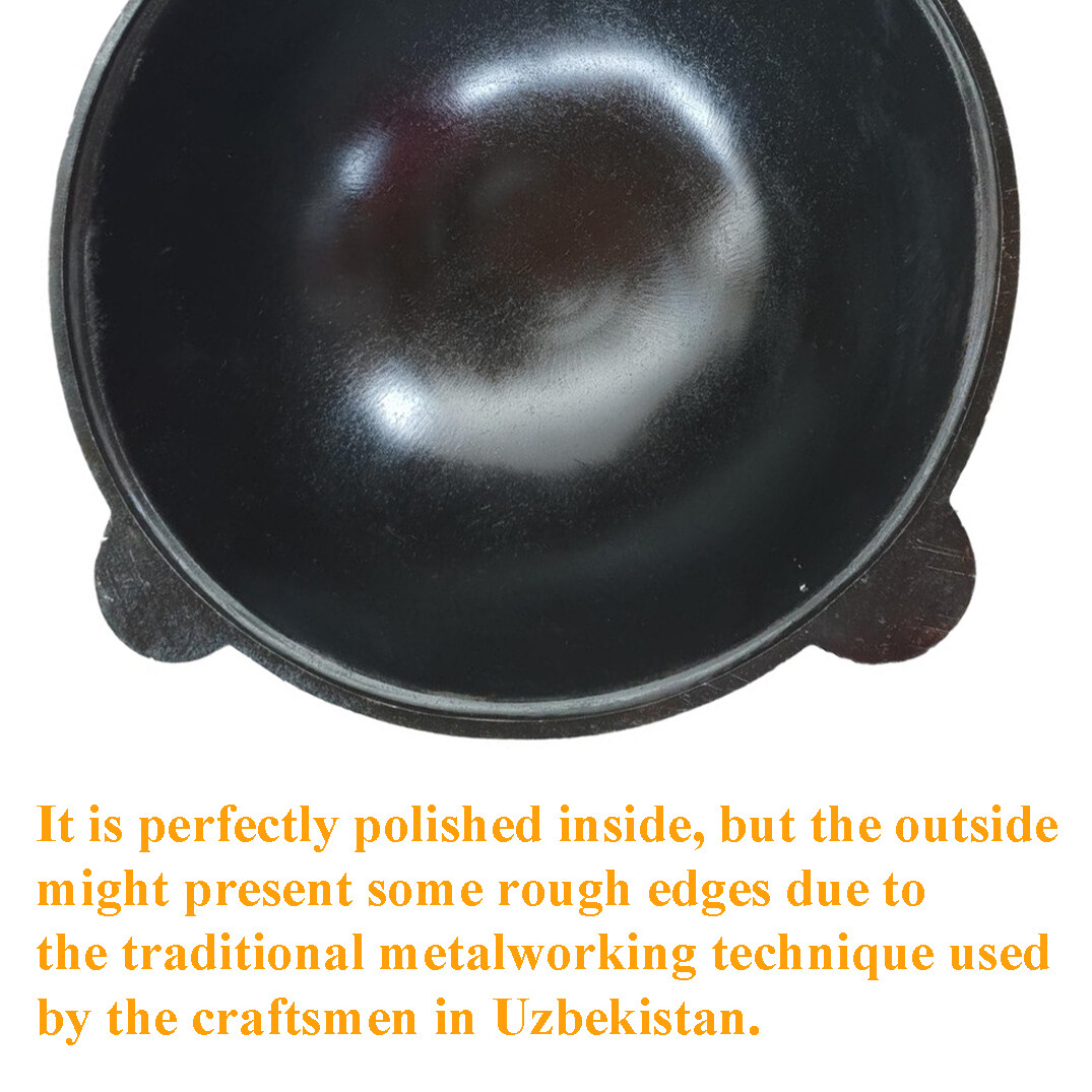 Kazan 100% Cast Iron Authentic Uzbek Cauldron & Oven Uchag Pilaf Plov Lagman Wok
