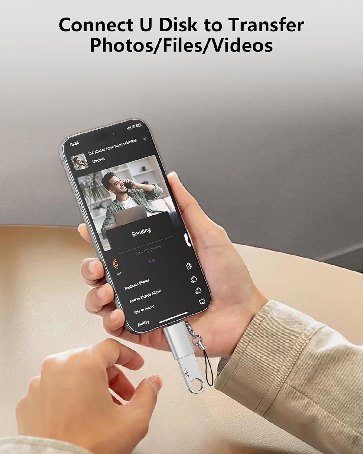 2 Pack Lightning to USB 3.0 OTG Adapter for iPhone 14 13 12 11 iPad Flash Drive