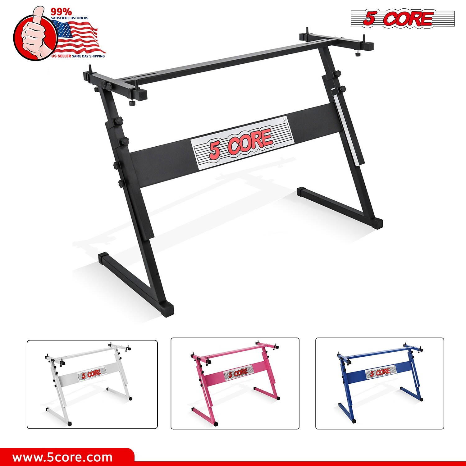 5 Core Piano Keyboard Stand w Padded Bench Set Adjustable Portable 61/76/88 Keys