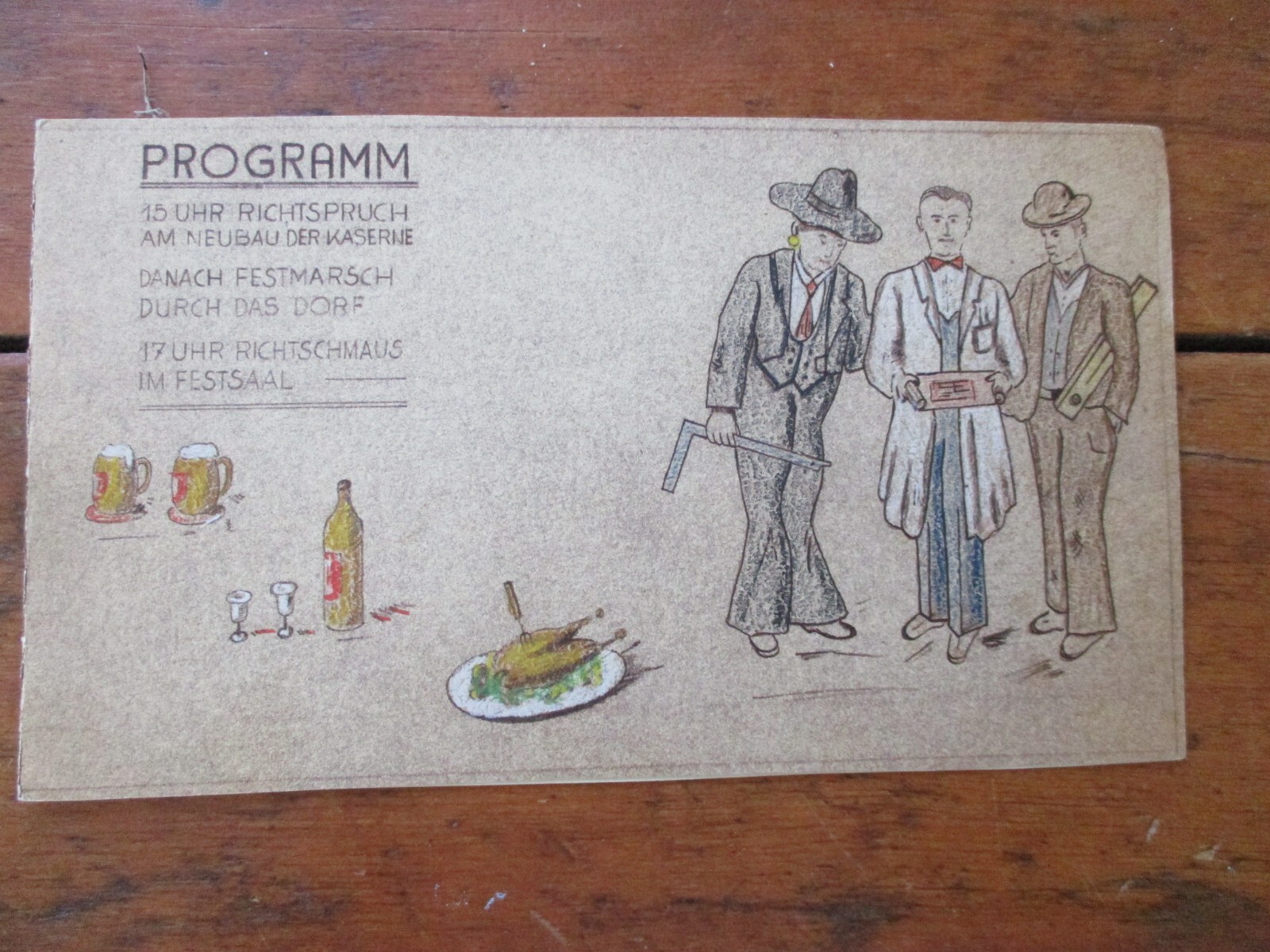 RARE 1939 invite ARMY CAMP BARRACKS LEBACH GERMANY TOPPING OUT ceremony WWII SS?