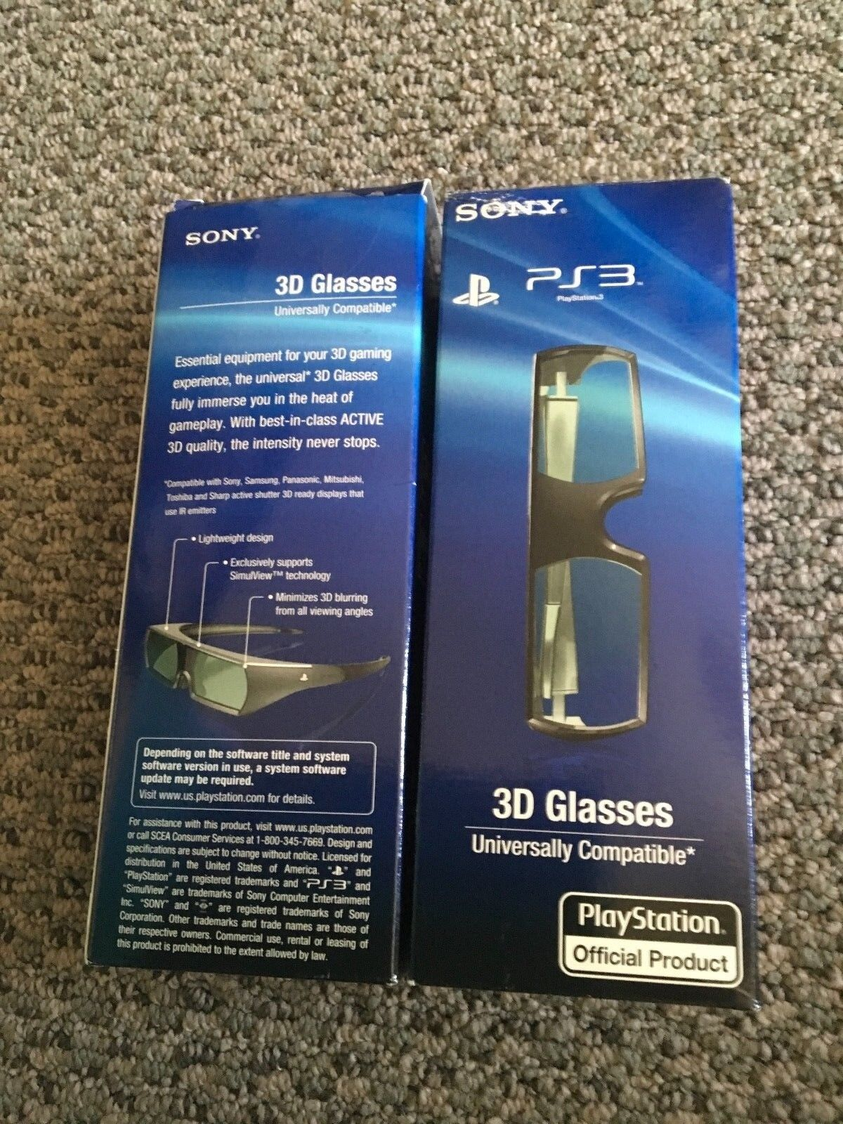 Sony CECH-ZEG1E Active Rechargeable 3D Glasses for PS3 Playstation 3 3D TV