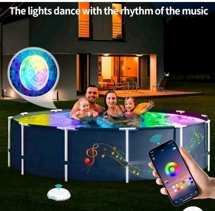Rechargeable Submersible LED Pool Lights Wireless APP Control Waterproof 4 Pack