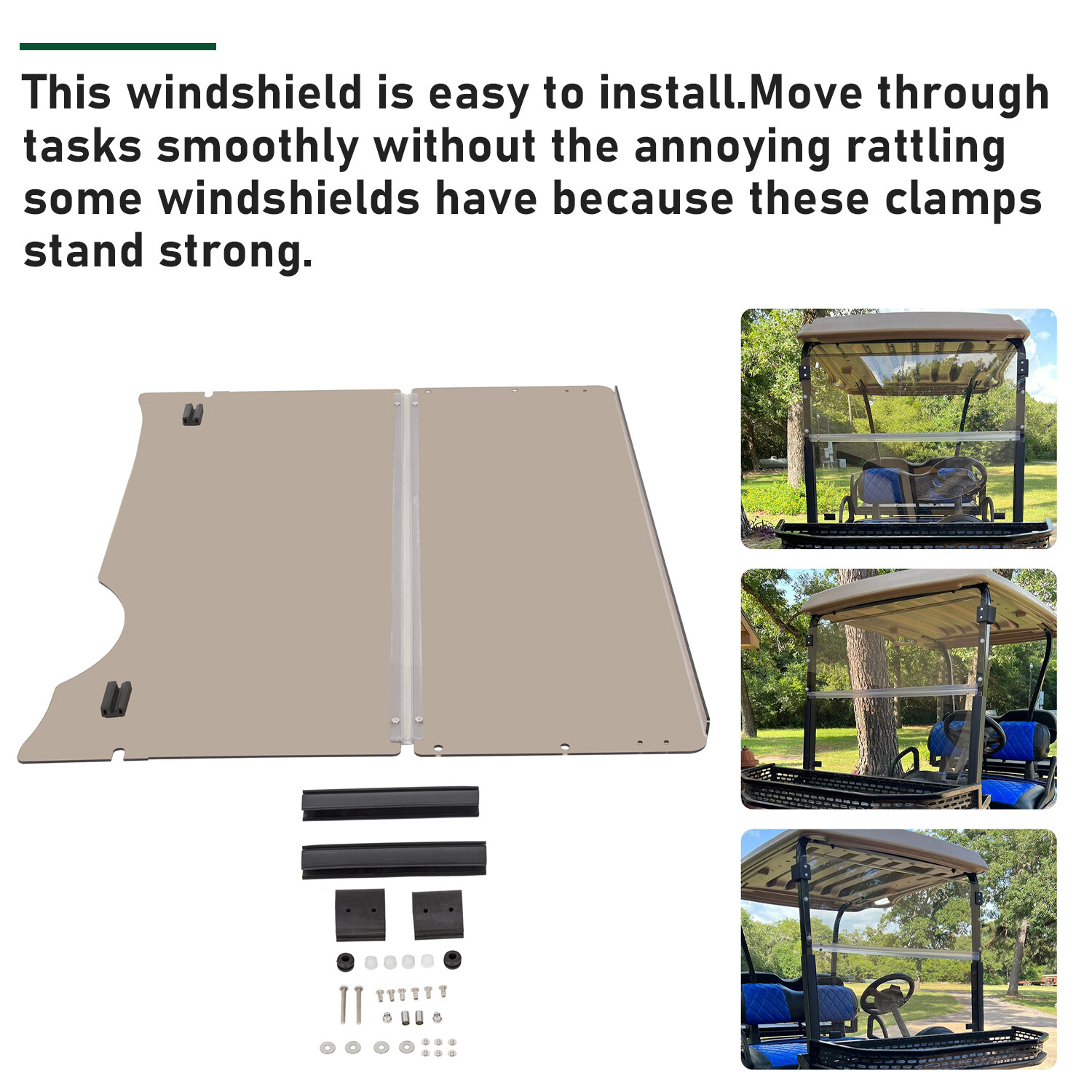 For EZGO RXV Tinted Windshield 2008-UP Folding Style *New In Box Golf Cart Part*