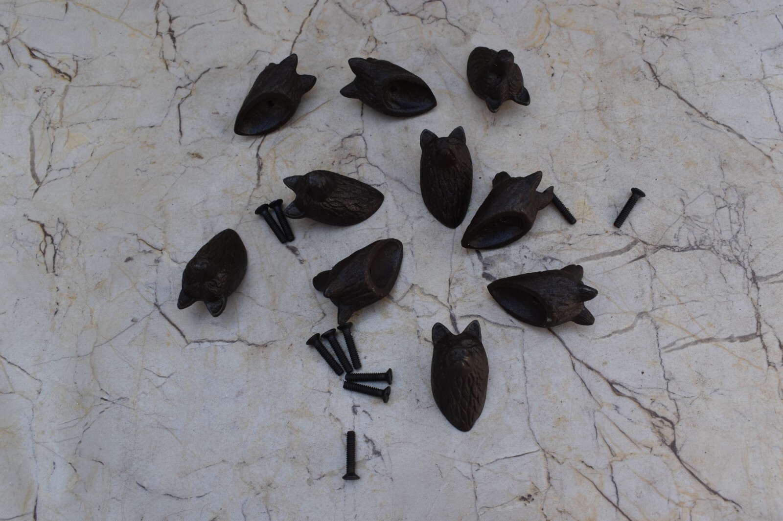 Vintage Cast Iron Wolf Face Shape Pulls Drawer Cabinet Door Handles Knobs 10 pcs