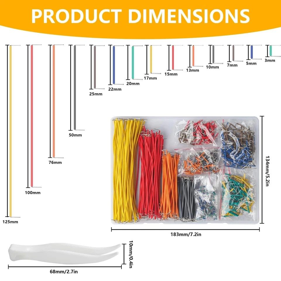 840 Pcs Breadboard Jumper Wires Kit, PCB Breadboard Jumper Wire Cables, Solde...