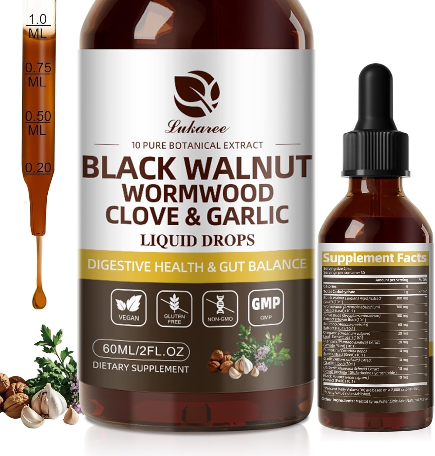 Parasite Cleanse Tincture/Extract-Wormwood,Black Walnut Hull, Clove,Best Quality