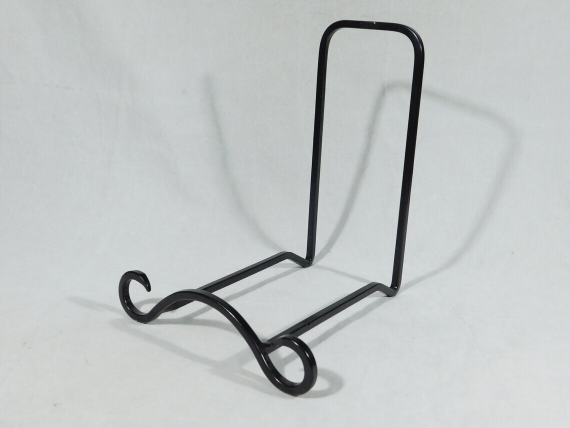 Easel Display Stand Black Metal Large Size Scroll Design