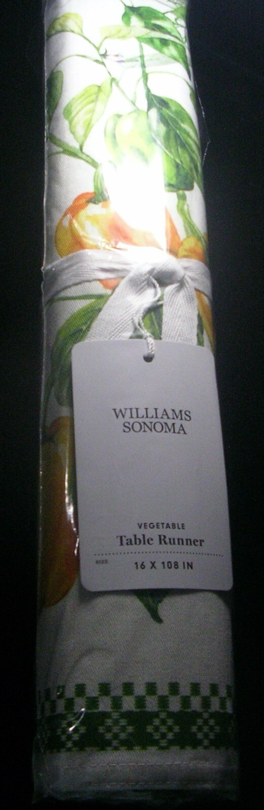 WILLIAMS SONOMA VEGETABLE TABLE RUNNER TWILL WEAVE COTTON 16X108 REVERSIBLE NWTG