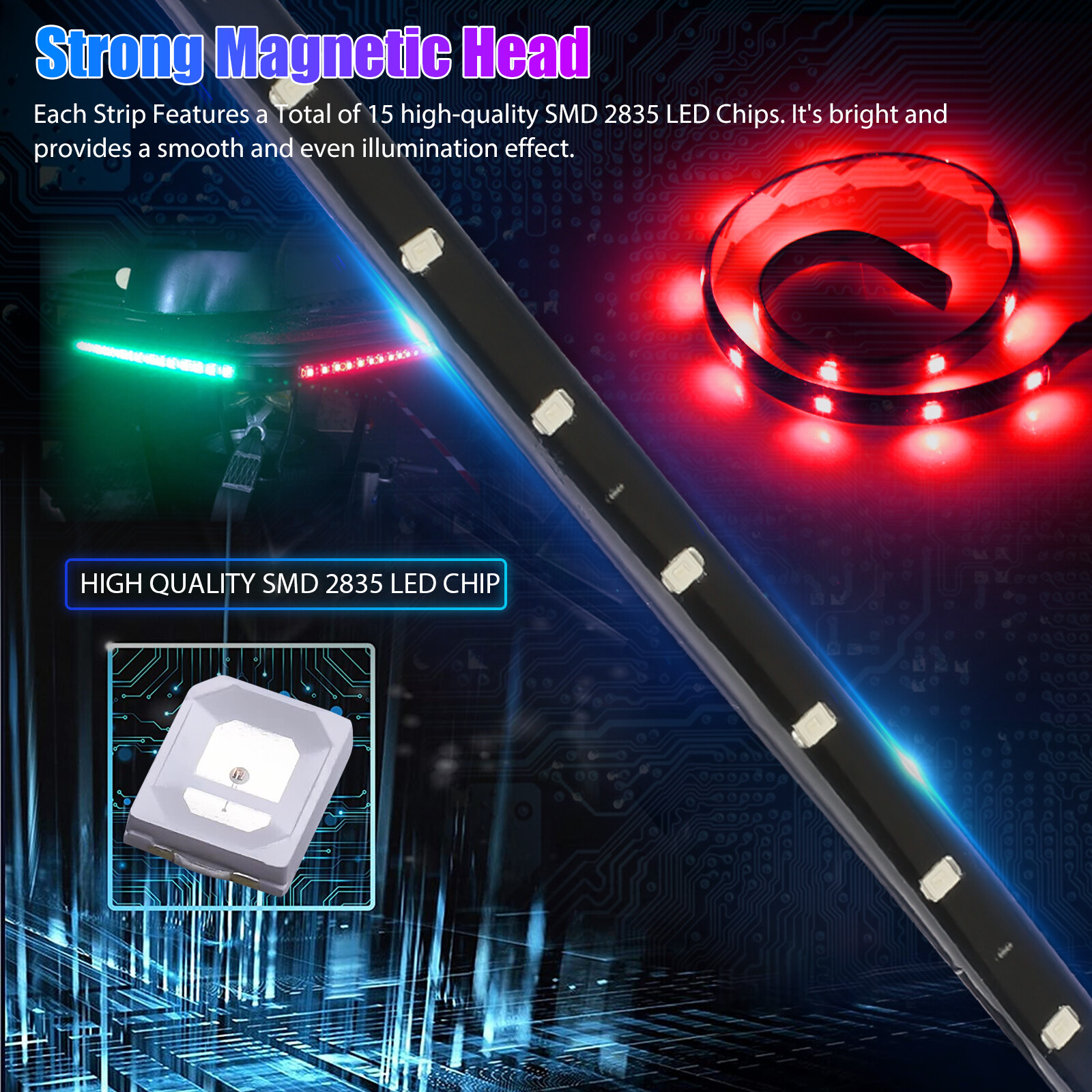 12" Red Green Submersible Navigation Light Marine Boat Bow LED Strip Waterproof