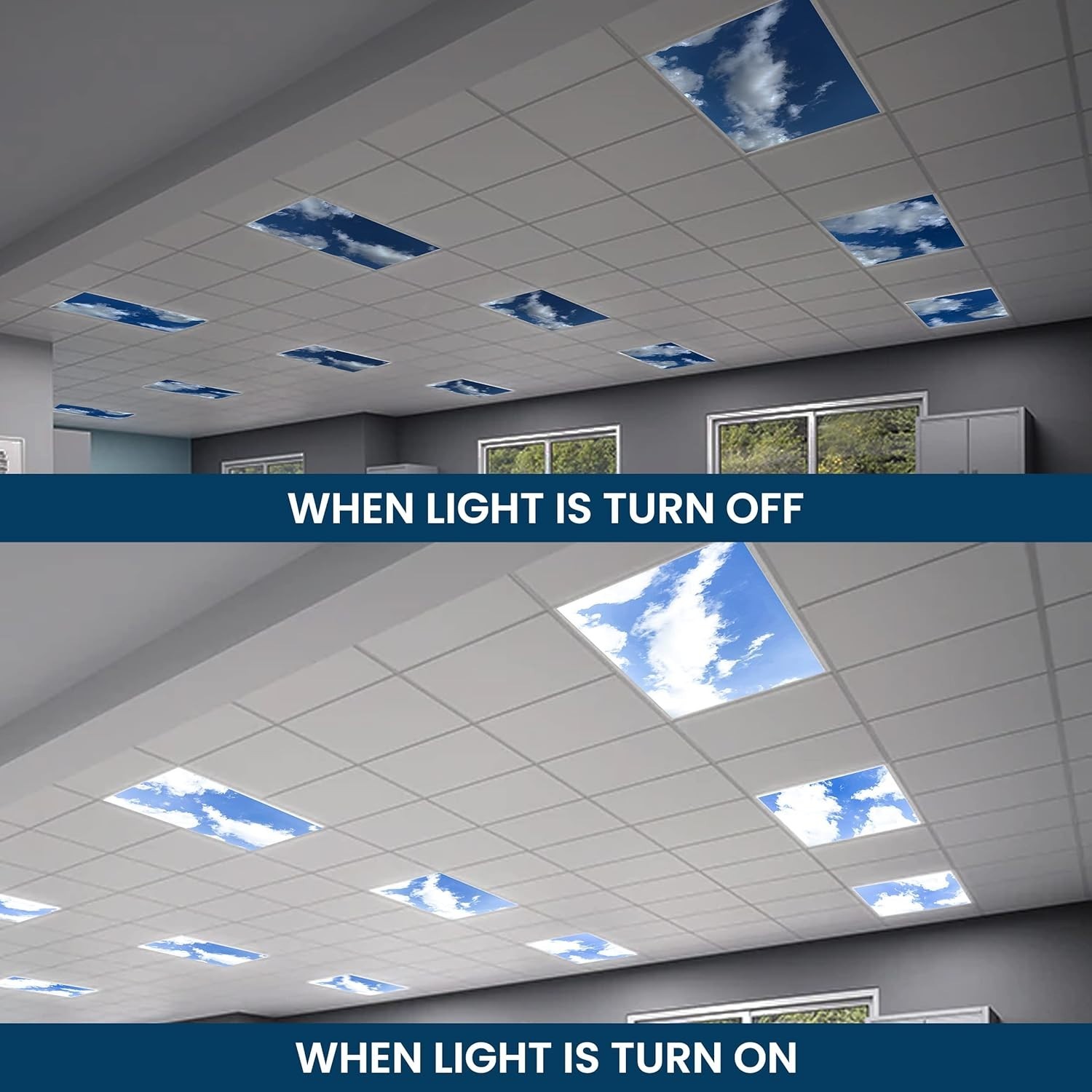 4-Pack 2x4 LED Flat Panel Light, Drop Ceiling Light Fixture with Cloud Design