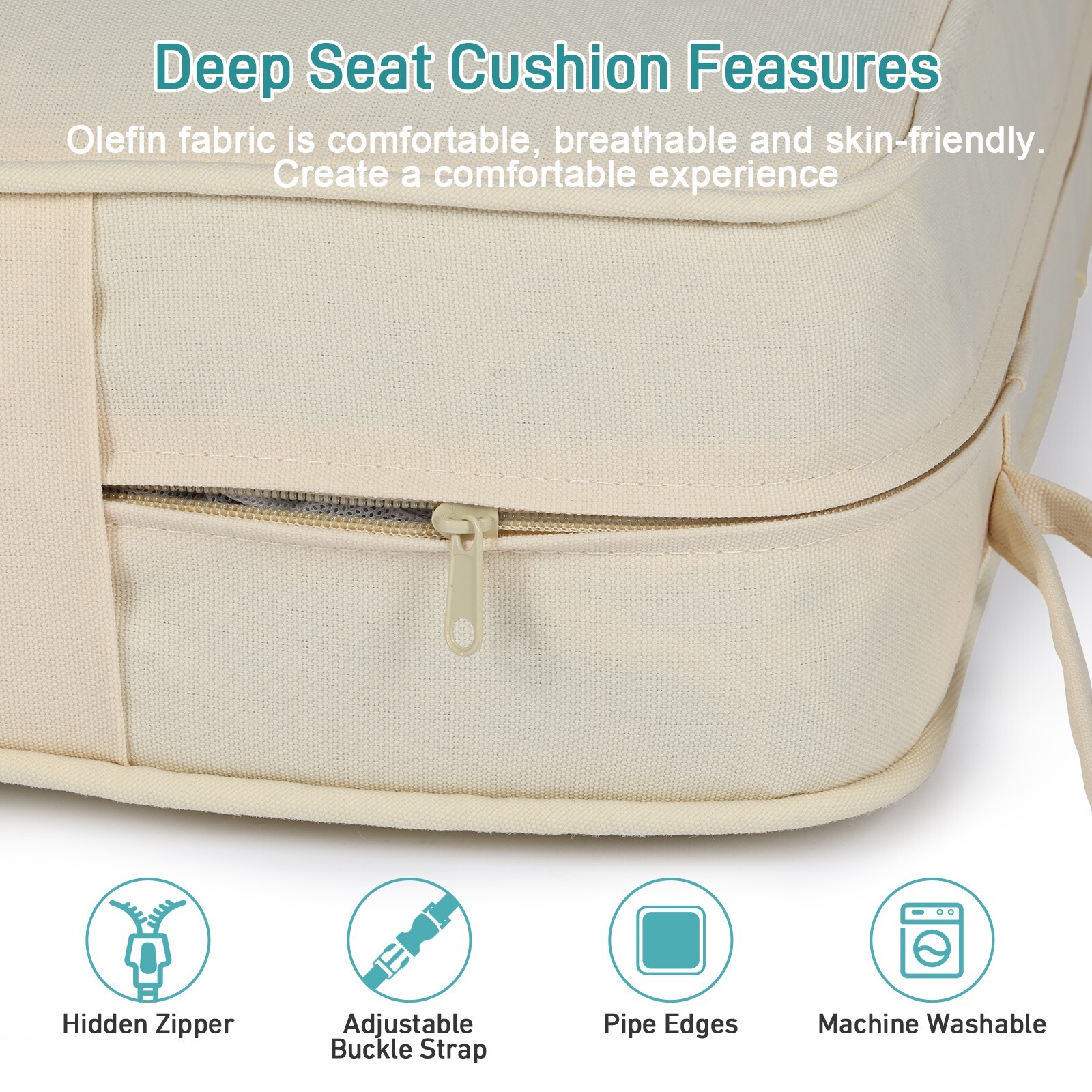 22''x24''x5'' Patio Deep Chair Cushion Set with 2 Pillows Seat Cushions Set of 2