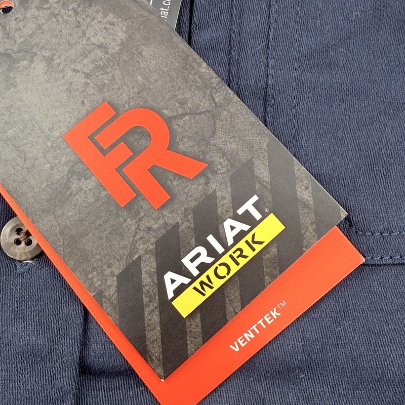 Ariat Work FR Solid Venttek LS Work Shirt Men's XL Navy Unit Drilling Company