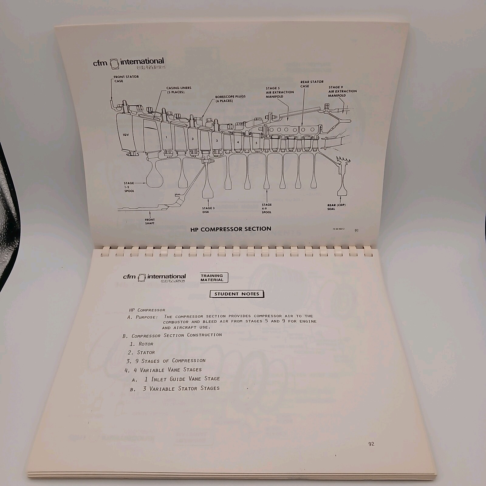 Vintage CFM International CFM56 Turbofan Engine Basic Students Notebook Manual