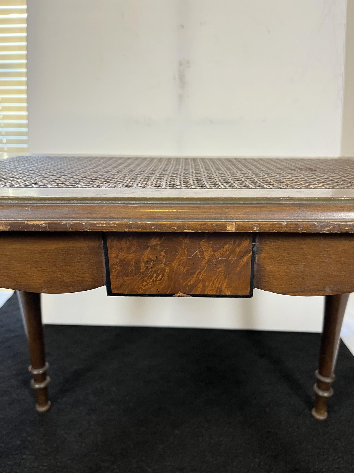 Vintage Estey Cane Top Wood Organ Piano Bench Table Owosso Michigan Brown Seat