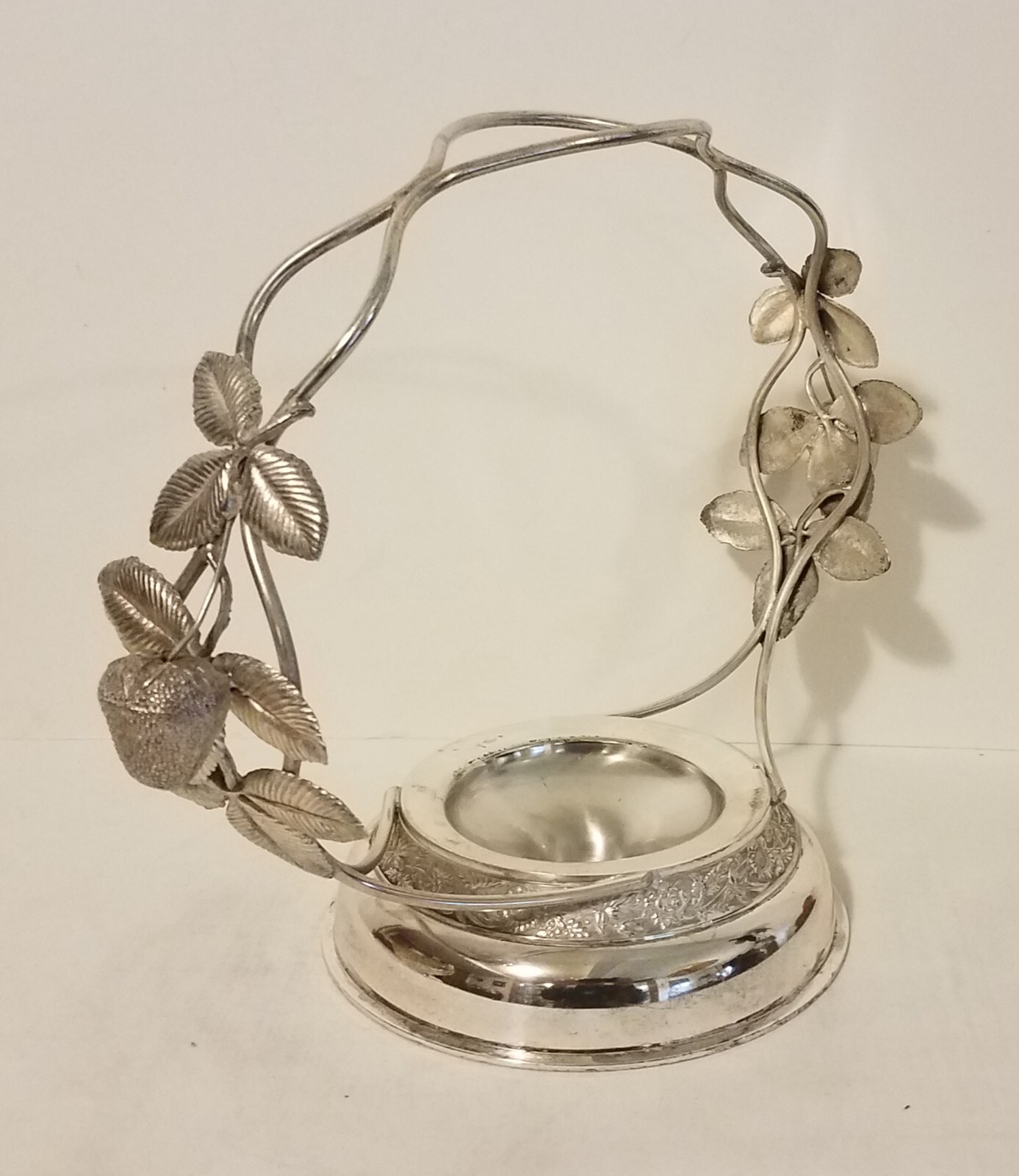 Bride's Basket glass bowl with elaborate silverplate holder