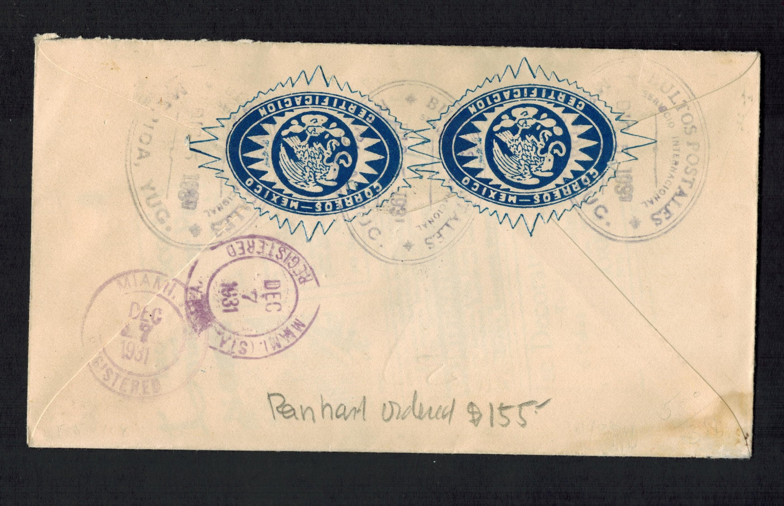 1931 FFC Merida Yucatan Mexico first flight cover Sunburst Registered