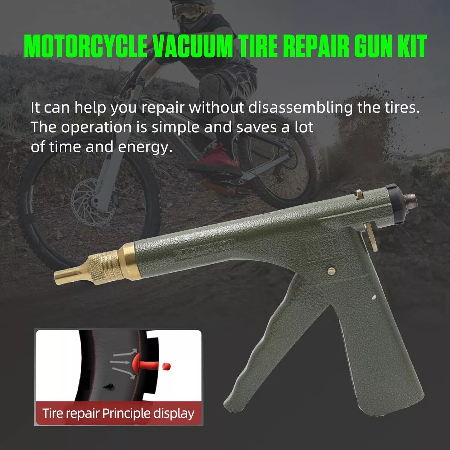 Tire Plugger Tubeless Tire Wheel Repair Gun Kit Mushroom Plug Probe Nozzle! New