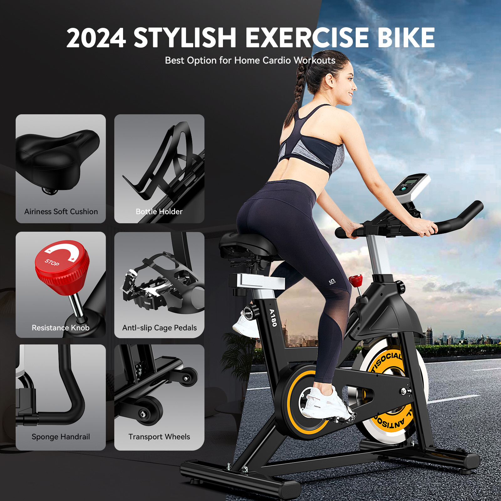 Indoor Cardio Workout Bike Stationary Bike Cycling Fitness Home Exercise Bike