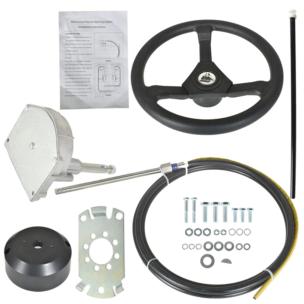 13FT Boat Rotary Steering System Outboard Kit SS13713 Marine with Wheel NEW
