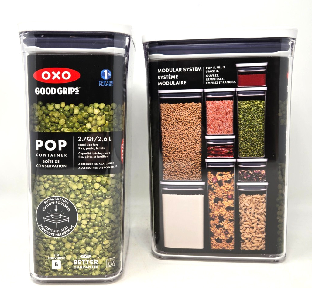 OXO GOOD GRIPS 2.7 Qt Pop Food Storage Clear Container, (Set of 2)