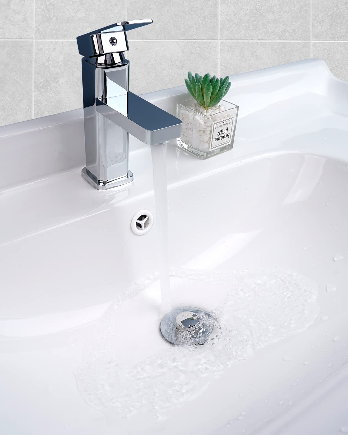 2 Pack All Metal Universal Bathroom Sink Stopper, Pop Up Sink Drain Strainer