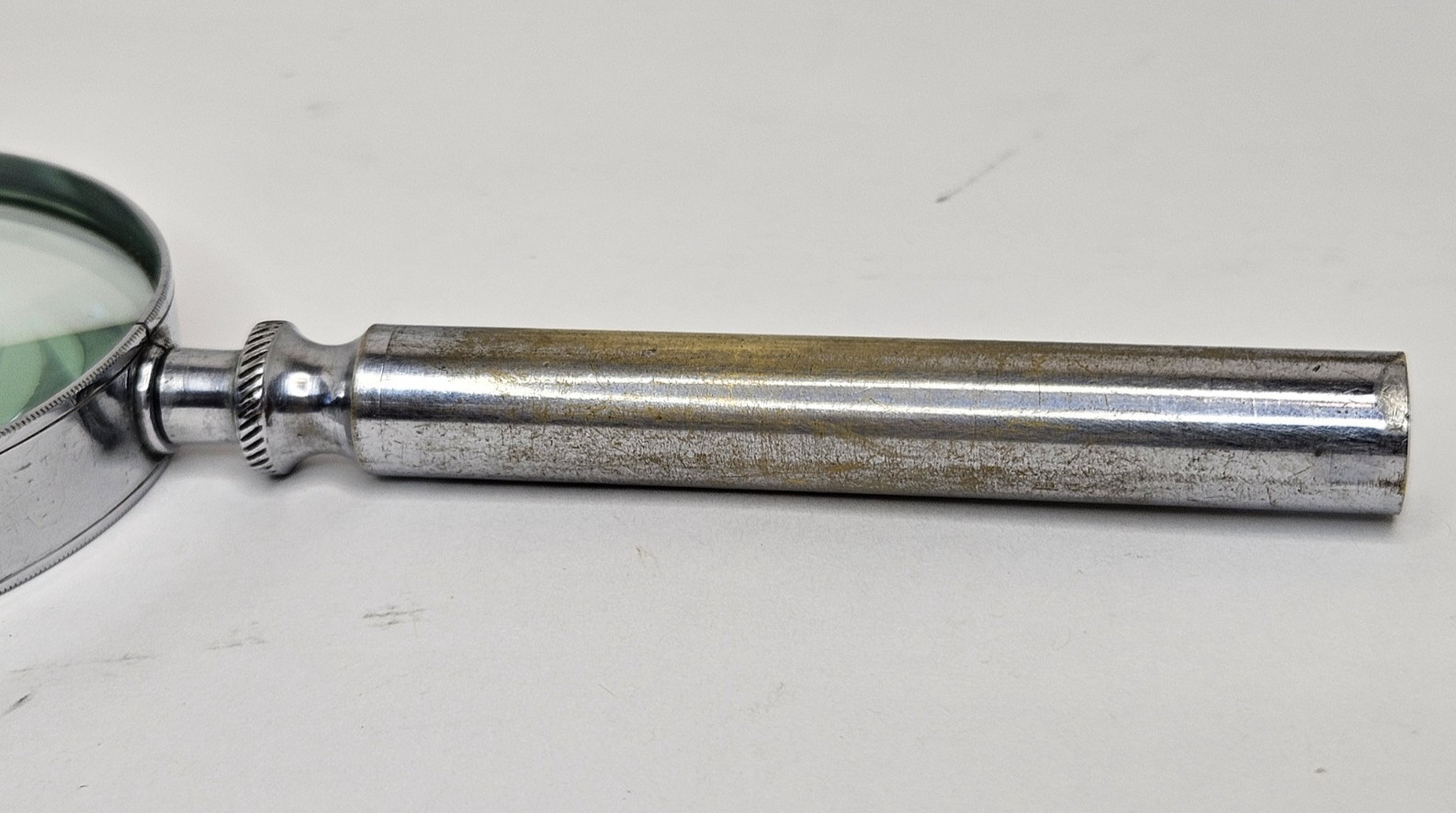 Large Handheld Glass Magnifying Lens Metal Frame Handle Japan