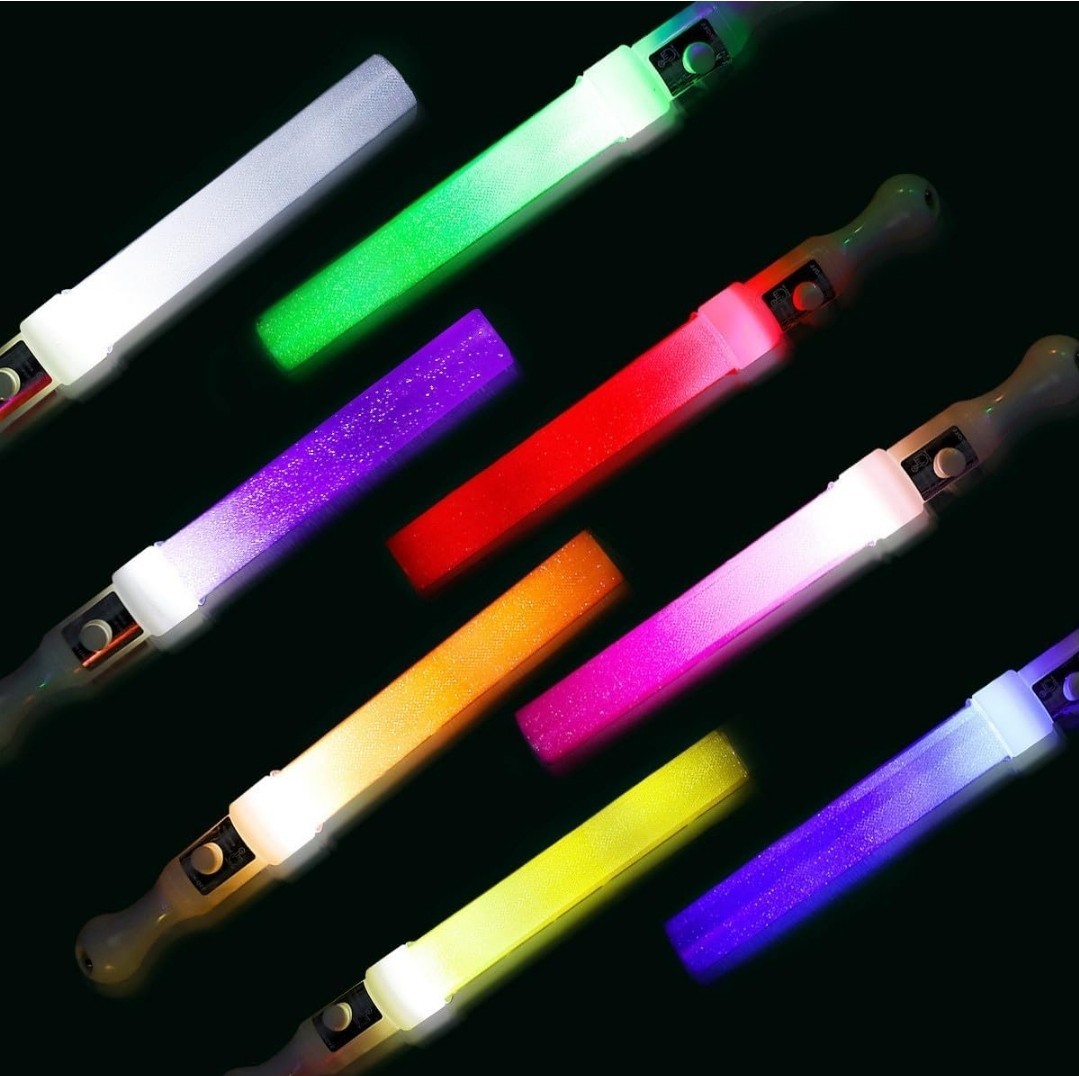 24 LED Light Up Wands Sticks Plastic Party Favors for Raves, Halloween, Concerts