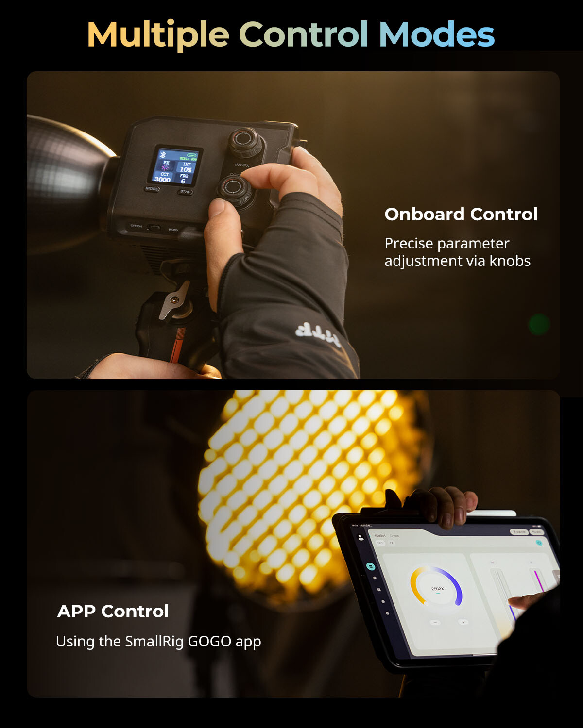 SmallRig RC 100B COB Video Light with Handle, Bi-Colour Video Light 2700K-6500K