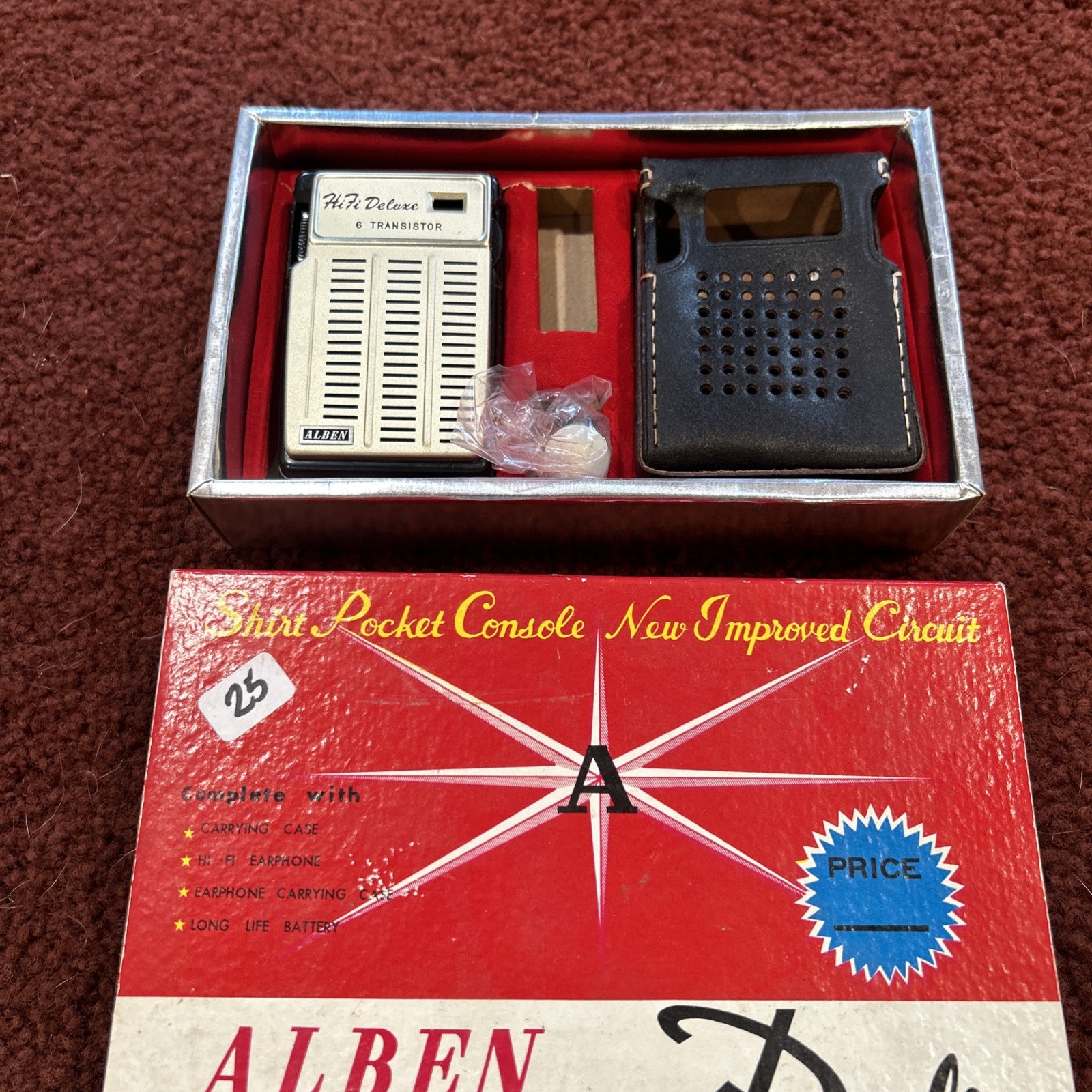 Vintage Alben Mini Transistor  Radio Shirt Pocket Console Model (works)