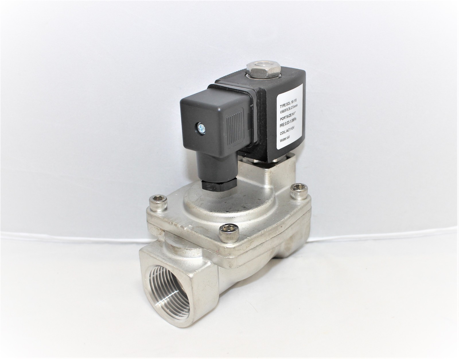 1" Stainless Steel Solenoid Valve Electric Normally Closed Water Gas Air Ro