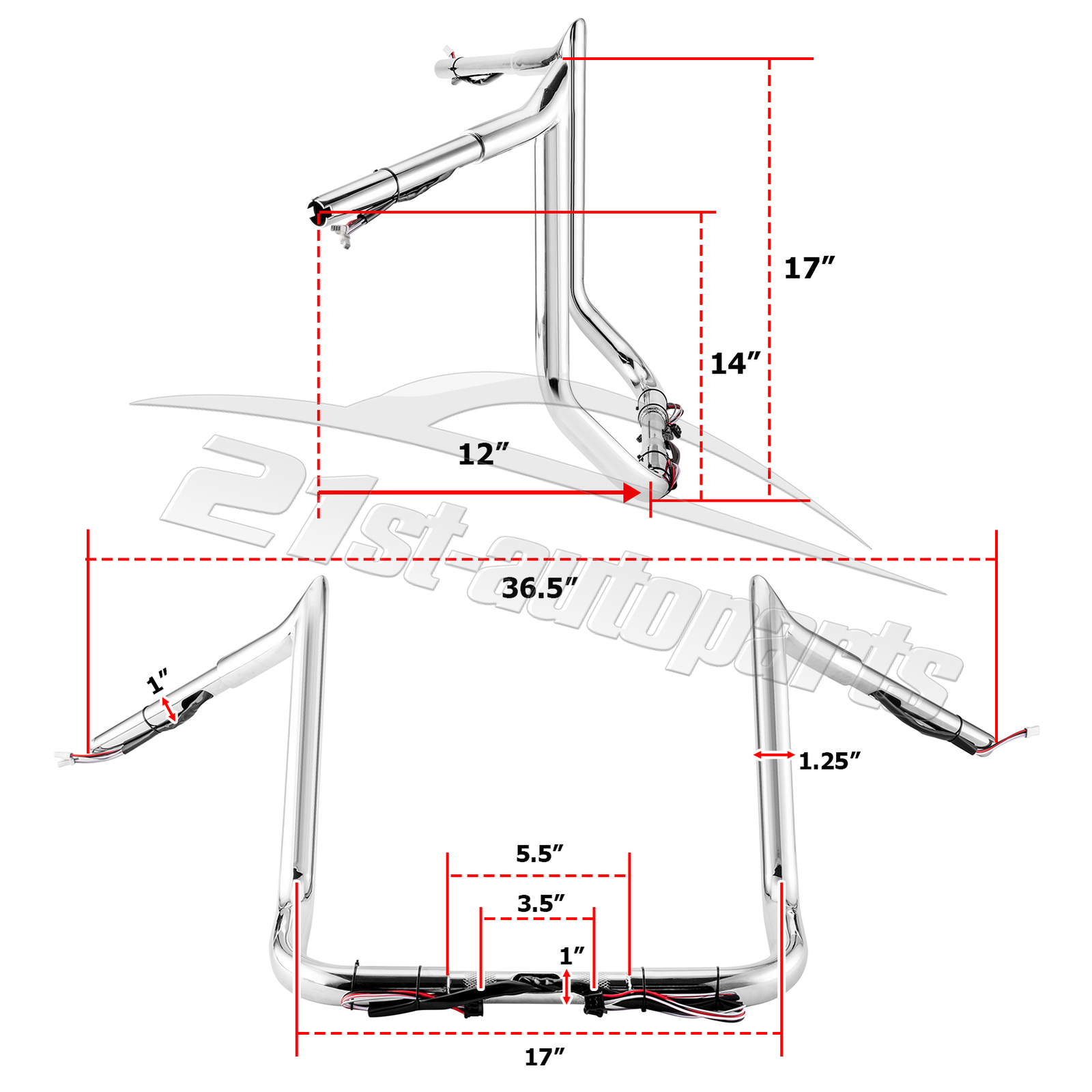 14" Ape Meathook Pre-Wired Handlebars For Harley Ultra Limited Street Glide 14+