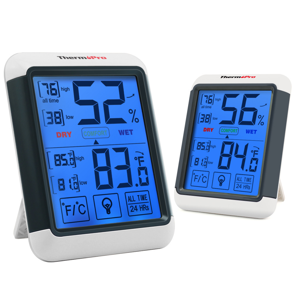 2×ThermoPro Digital Indoor Thermometer Hygrometer Touchscreen Humidity Monitor