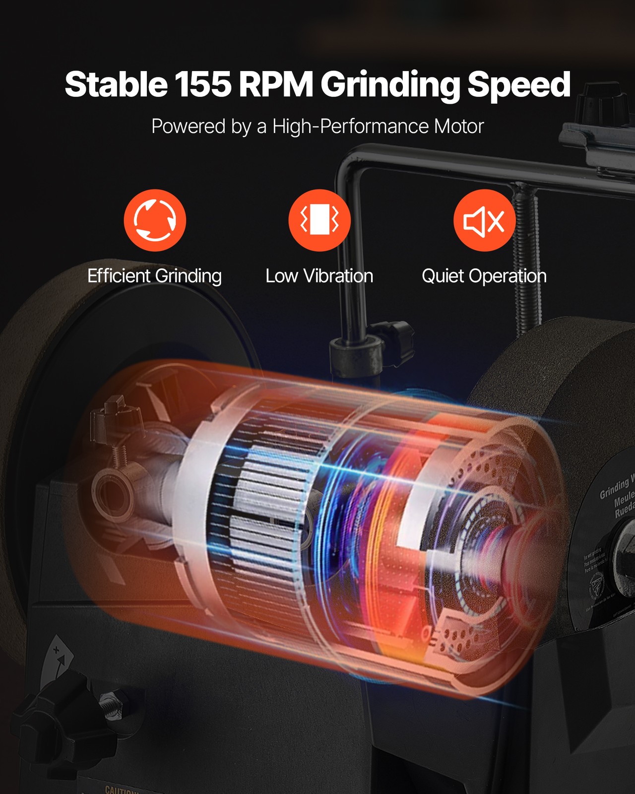 VEVOR 8-Inch Water-Cooled Wet Sharpening System 155RPM Bench Grinder for Knife