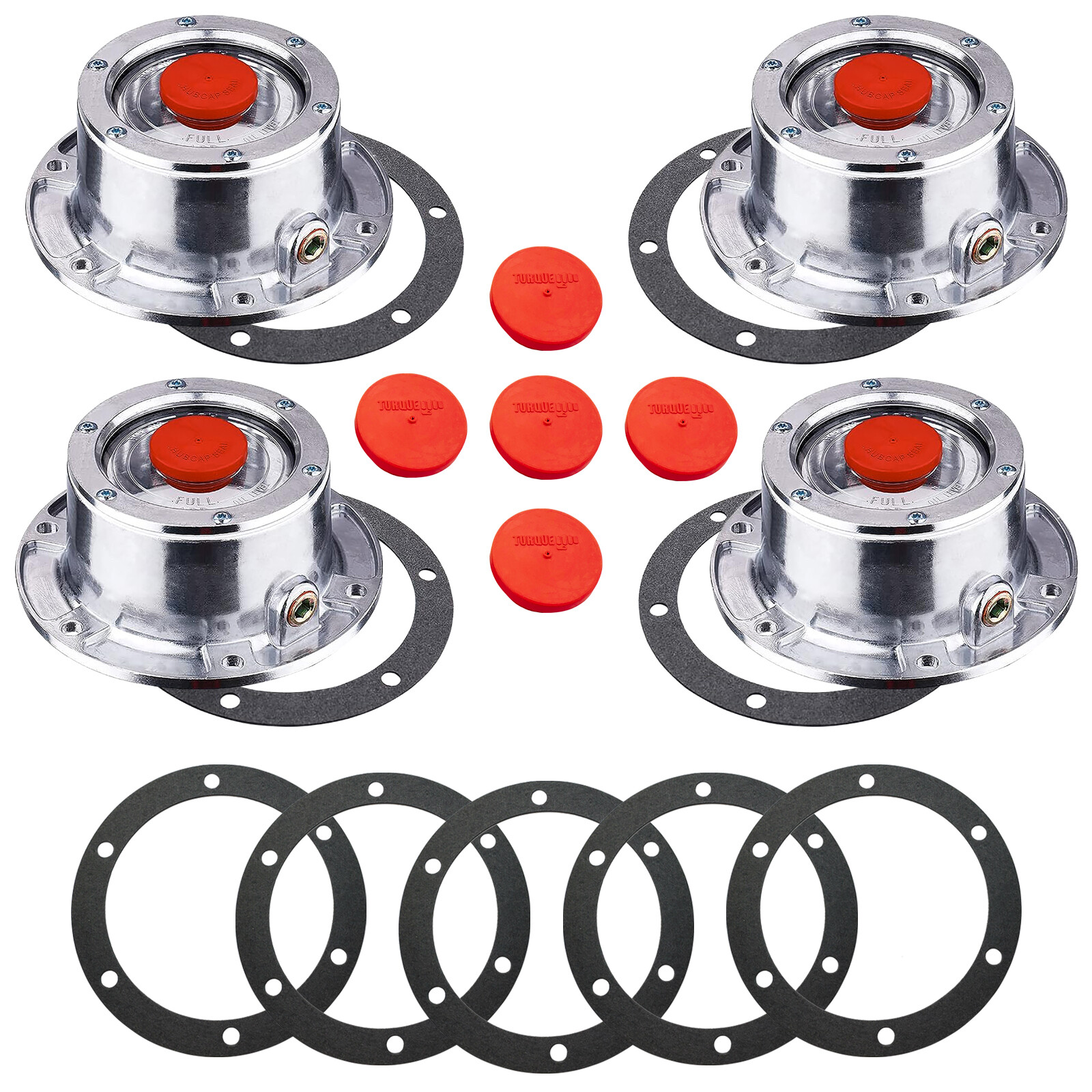 4 Pcs Aluminum Hub Cap Replaces 343-4009 with extra 5 Pcs Gaskets and 5 Pcs Rub