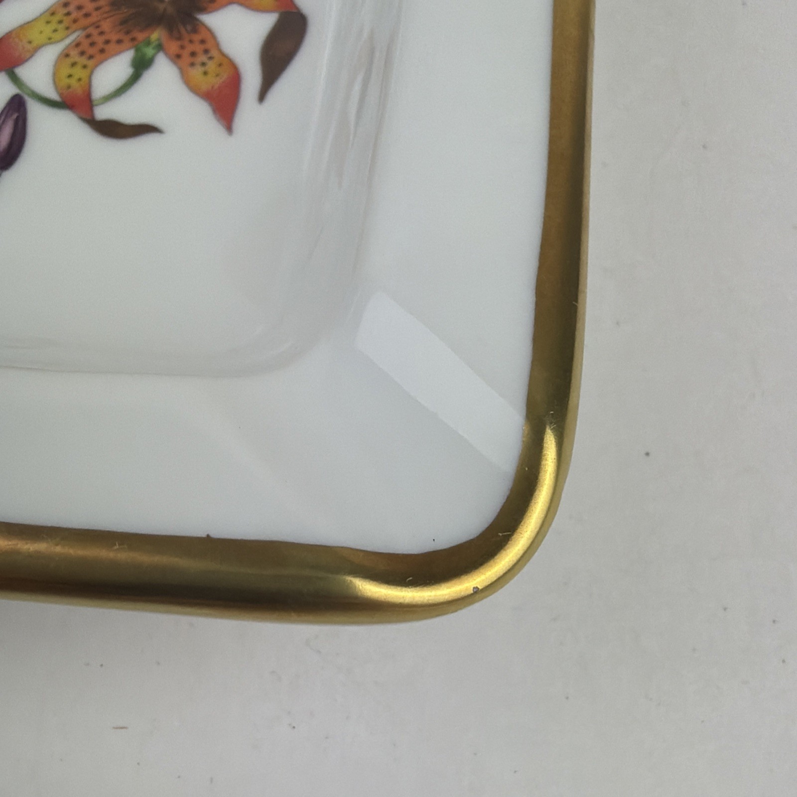 Gucci x Richard Ginori Flora Floral Porcelain Square Ashtray Italy Vintage 5.5"