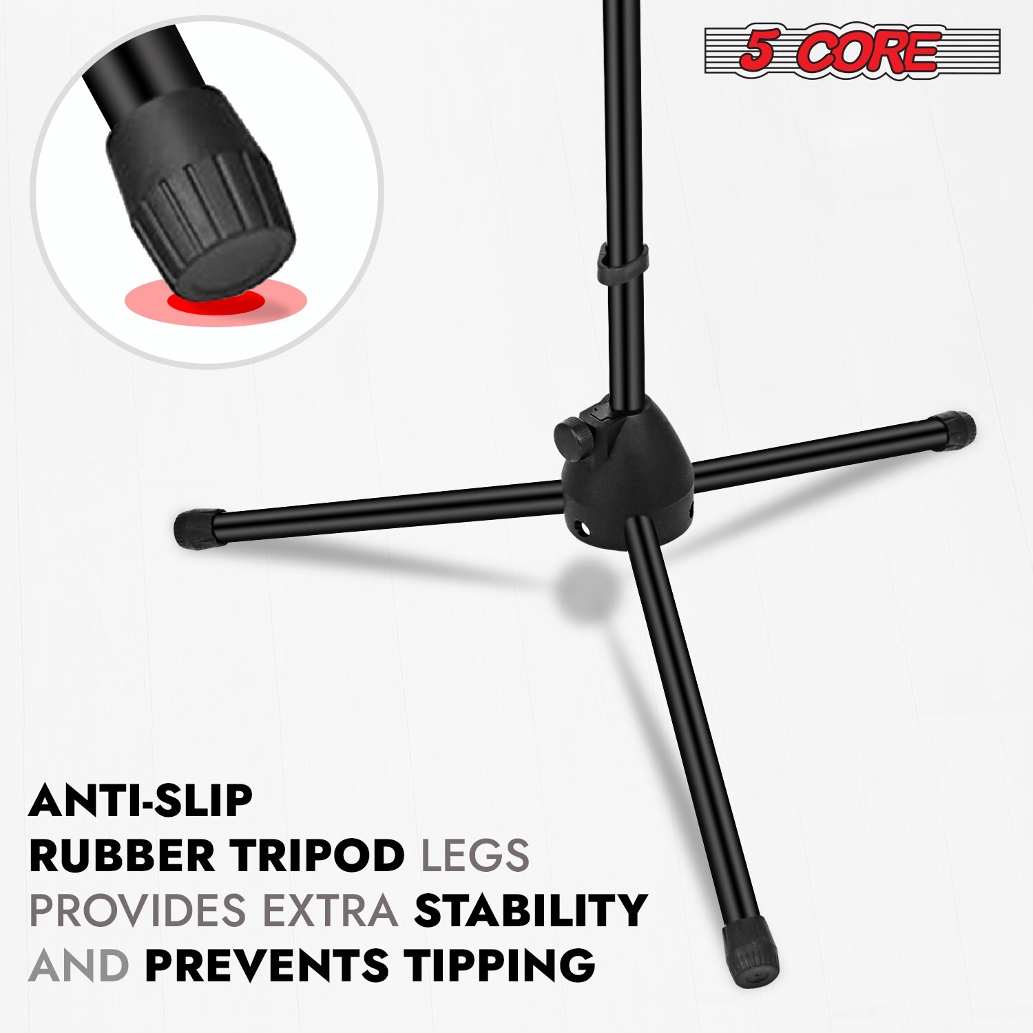 5Core Microphone Stand Floor Tripod Height Adjustable Telescoping Boom Arm