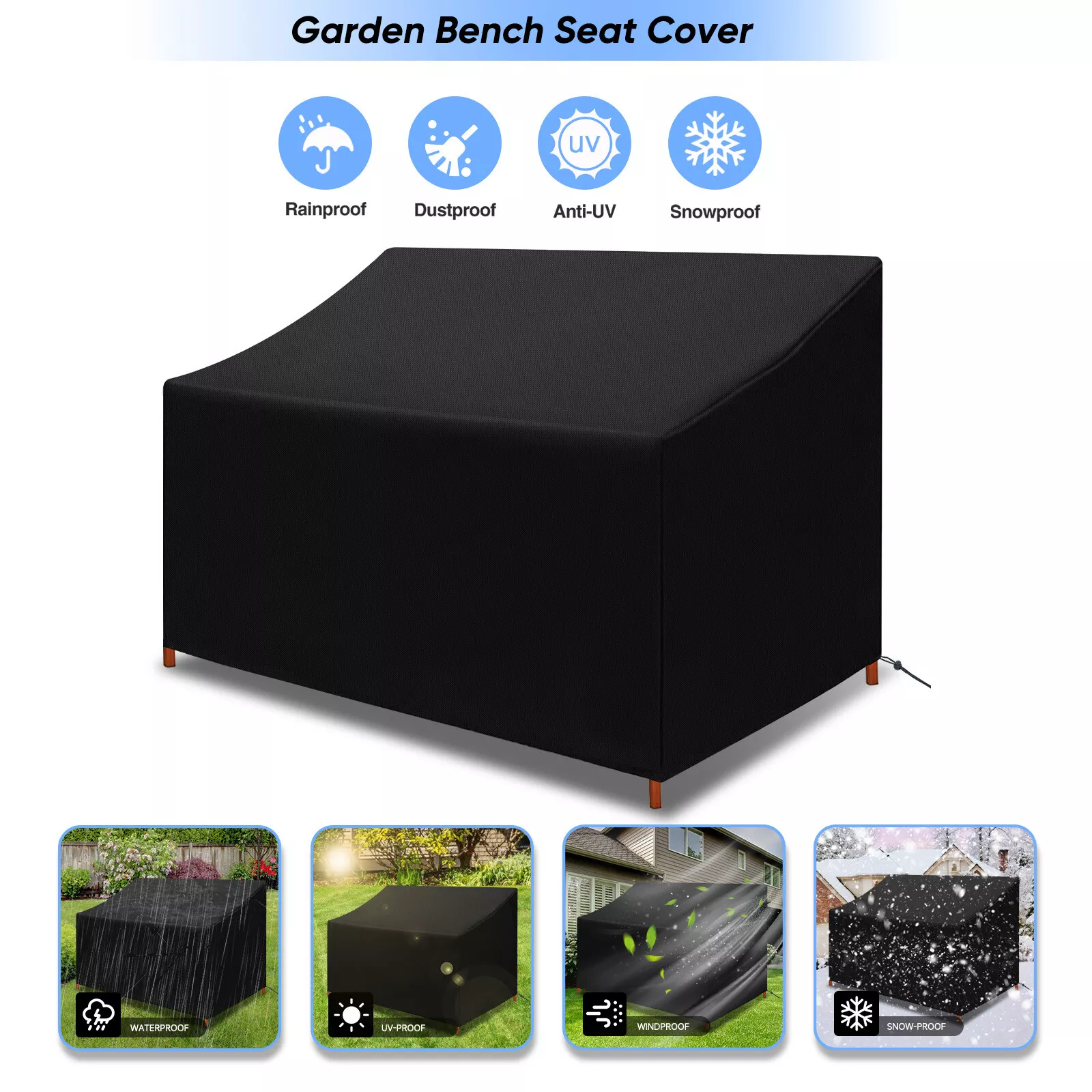 Waterproof Patio Loveseat Cover Outdoor Bench Furniture Sofa Couch 52Wx25Dx35H