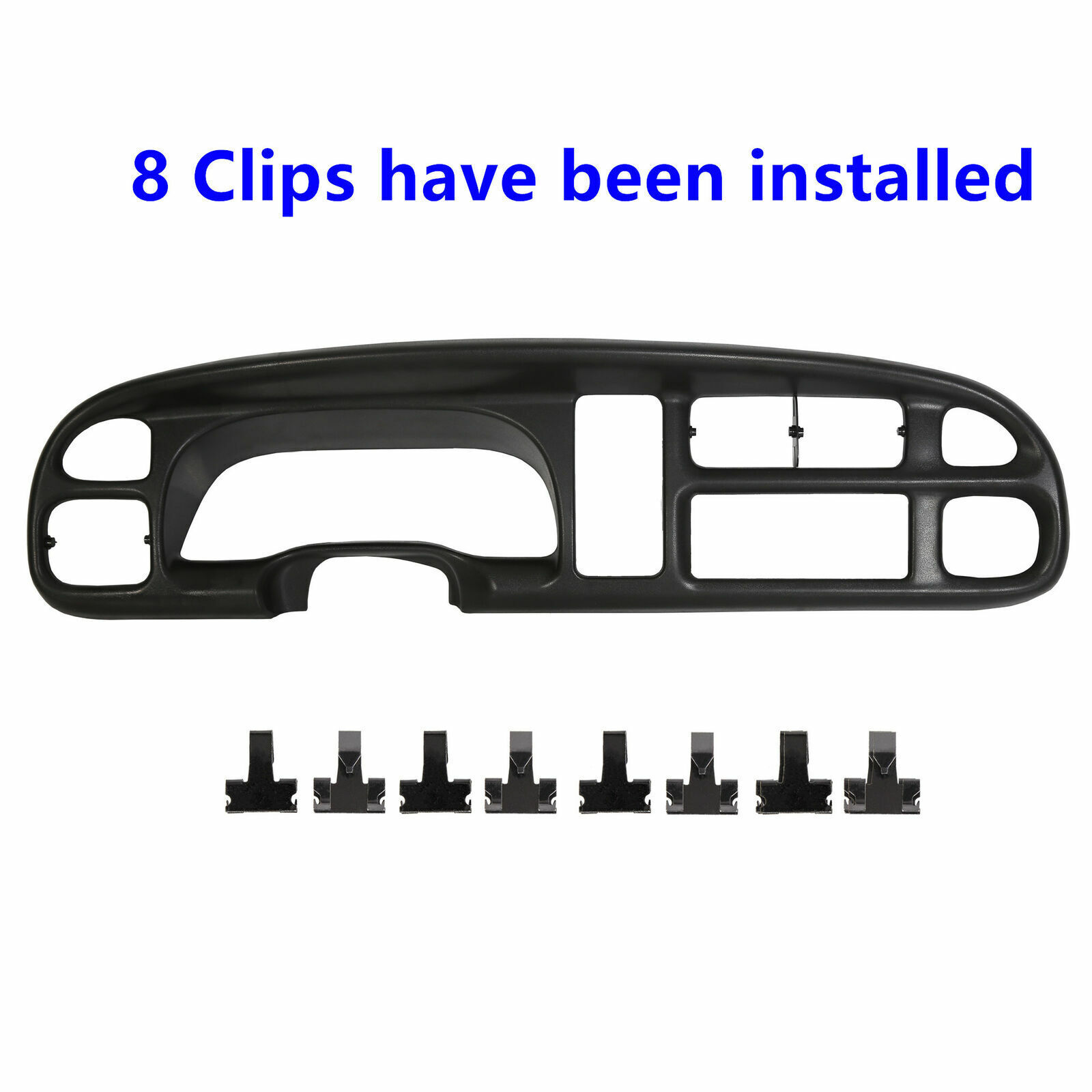 For 1998-2002 Dodge Ram Pickup ABS Dash Bezel & Dashboard Cover Overlay W/clips