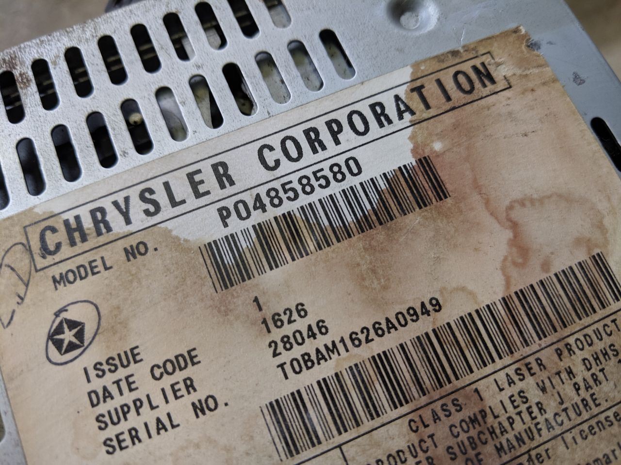 Stereo Radio AM FM CD Cassette 04858580 Fits 99-02 CHRYSLER 300M pc5-203664