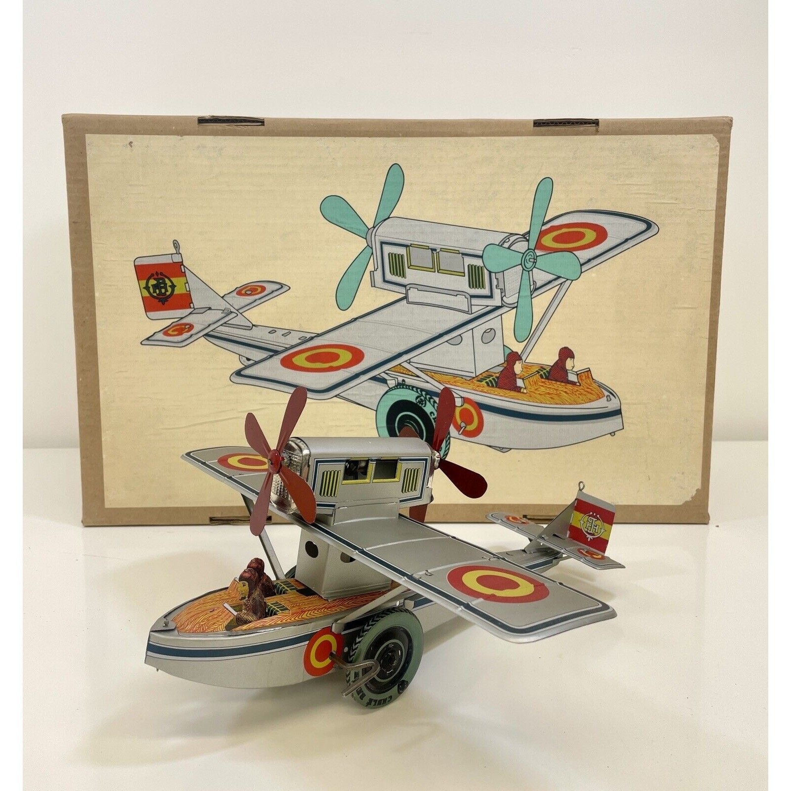 Paya Seaplane Airplane Windup Tin Toy Clockwork Spain