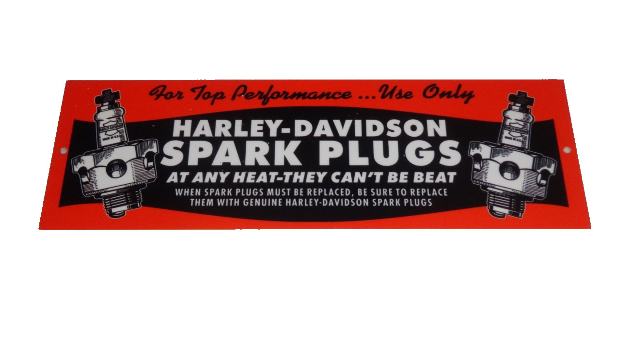 VINTAGE HARLEY DAVIDSON MOTORCYCLE SPARK PLUG PORCELAIN METAL GASOLINE OIL SIGN!