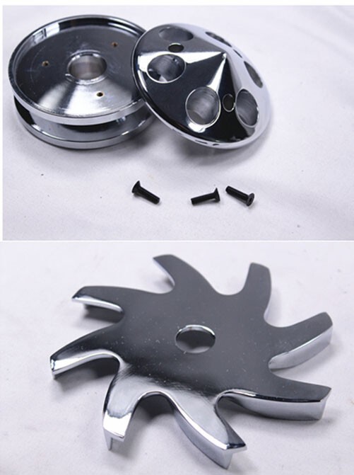 SBC SB Chevy Pulley & Bracket Kit w/ Power Steering Long Water Pump & Alternator