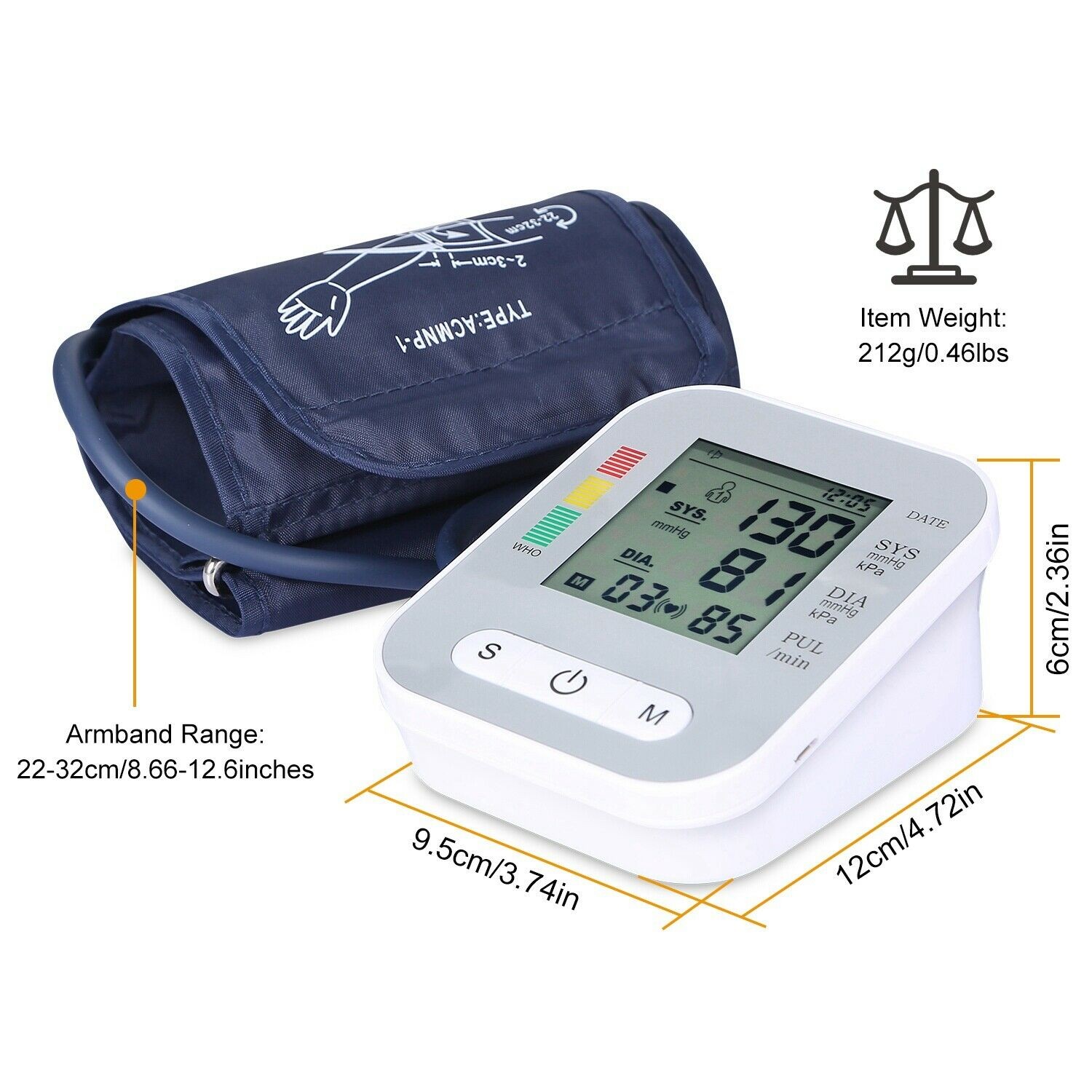 Automatic Digital Upper Arm Blood Pressure Monitor Accurate BP Cuff Pulse Meter
