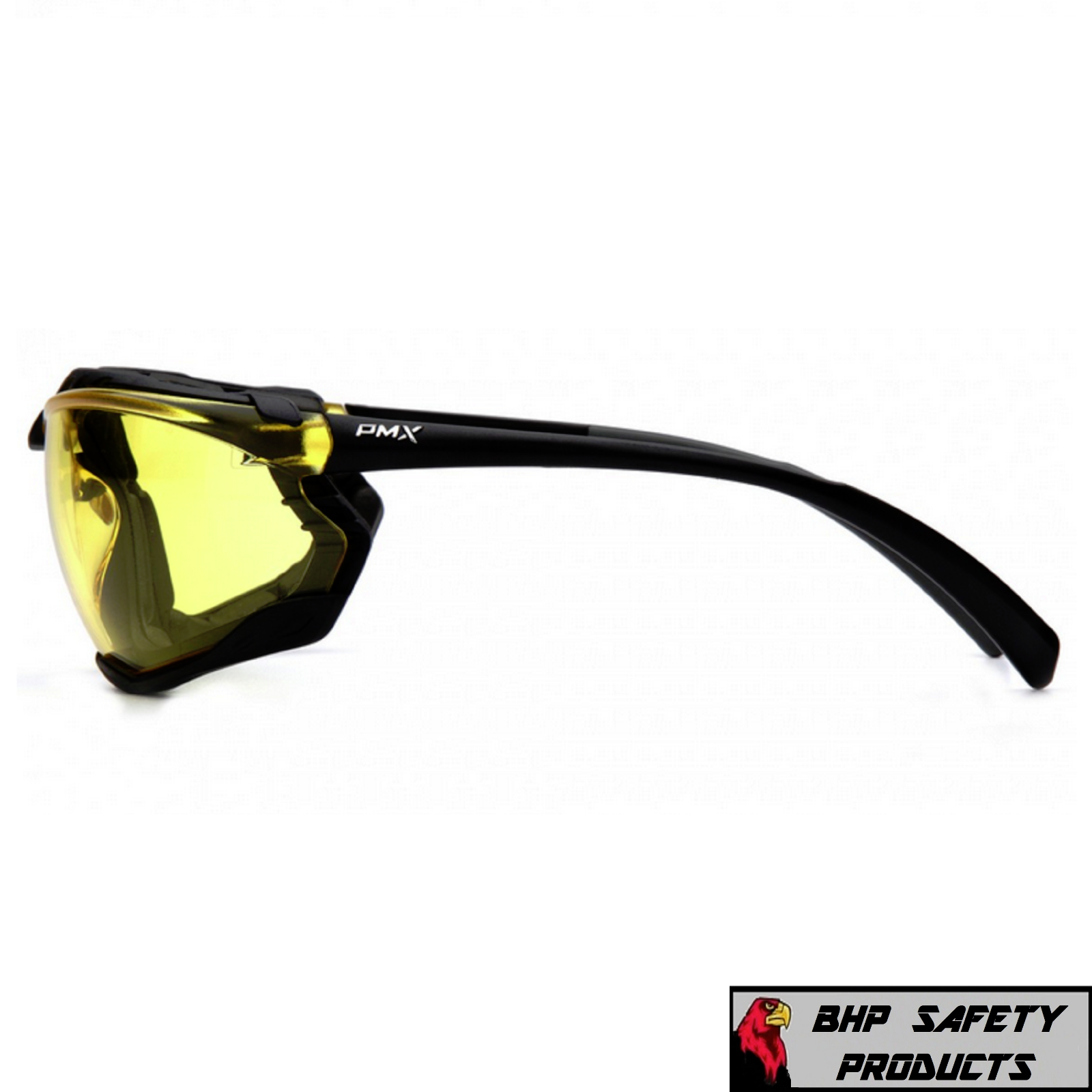 Pyramex Proximity Safety Glasses Foam Padded Black Frame Amber Anti-Fog Lens