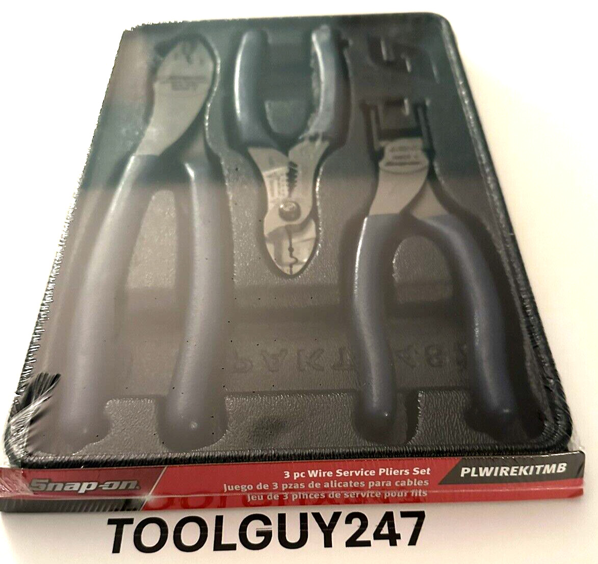 SNAP ON TOOLS USA 3Pc POWER BLUE Soft Grip Wire Service Pliers Set PLWIREKIT MB+