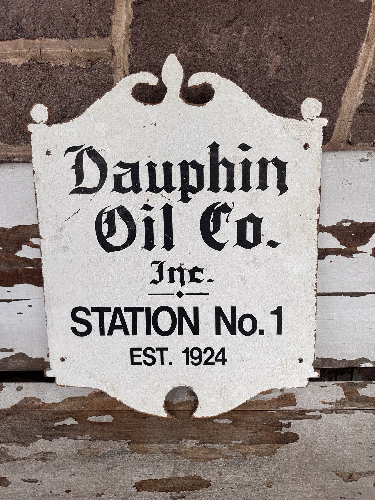 Vintage Dauphin Oil Co Sign Wood Single Face
