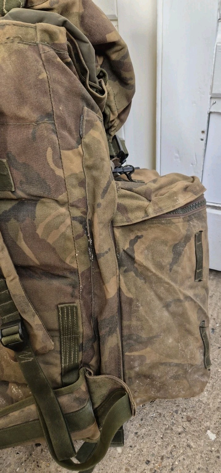 GENUINE BRITISH ARMY BERGEN RUCKSACK DPM LONG BACK 120L SIDE POUCHES + YOKE