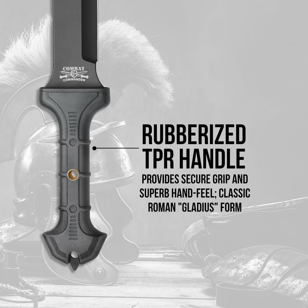 Combat Commander Thrax Gladius Sword | Full Tang | TPR Handle | Nylon Sheath